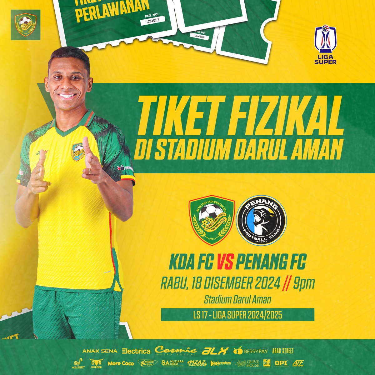kda_fc's tweet image. 🔰 𝐈𝐍𝐅𝐎 𝐓𝐈𝐊𝐄𝐓 𝐏𝐄𝐑𝐋𝐀𝐖𝐀𝐍𝐀𝐍 𝐃𝐈 𝐒𝐓𝐀𝐃𝐈𝐔𝐌 𝐃𝐀𝐑𝐔𝐋 𝐀𝐌𝐀𝐍 🔰

Maklum: Masuk percuma kepada 𝐖𝐚𝐧𝐢𝐭𝐚 &amp;amp; 𝐊𝐚𝐧𝐚𝐤-𝐤𝐚𝐧𝐚𝐤 𝐩𝐞𝐫𝐞𝐦𝐩𝐮𝐚𝐧 𝐬𝐚𝐡𝐚𝐣𝐚.

Tarikh : 18 DISEMBER 2024 (RABU)
Masa : 3 PETANG - 9.30 MALAM

#KDAFC #LigaSuper2425 #KDAPEN