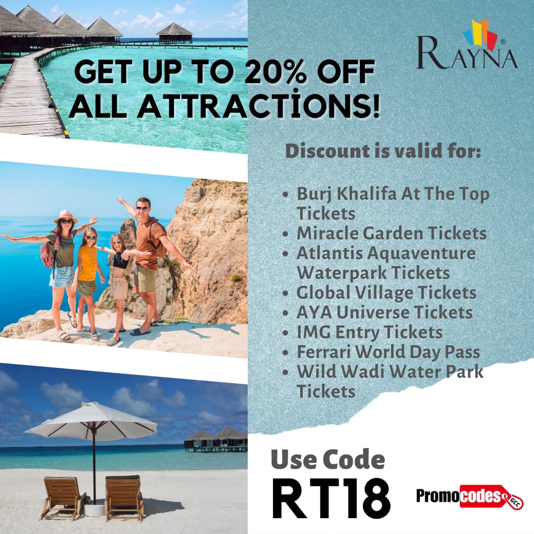 promocodesgcc's tweet image. 🎉Explore More with Rayna Tours!
🌍Get up to 20% OFF on all attractions and adventures! Use coupon code RT18 at checkout and enjoy unbeatable savings on your next experience.
#raynatours #traveldeals #discountcode #adventuretime #uaeoffers #exclusive #postoftheday #promocodesgcc