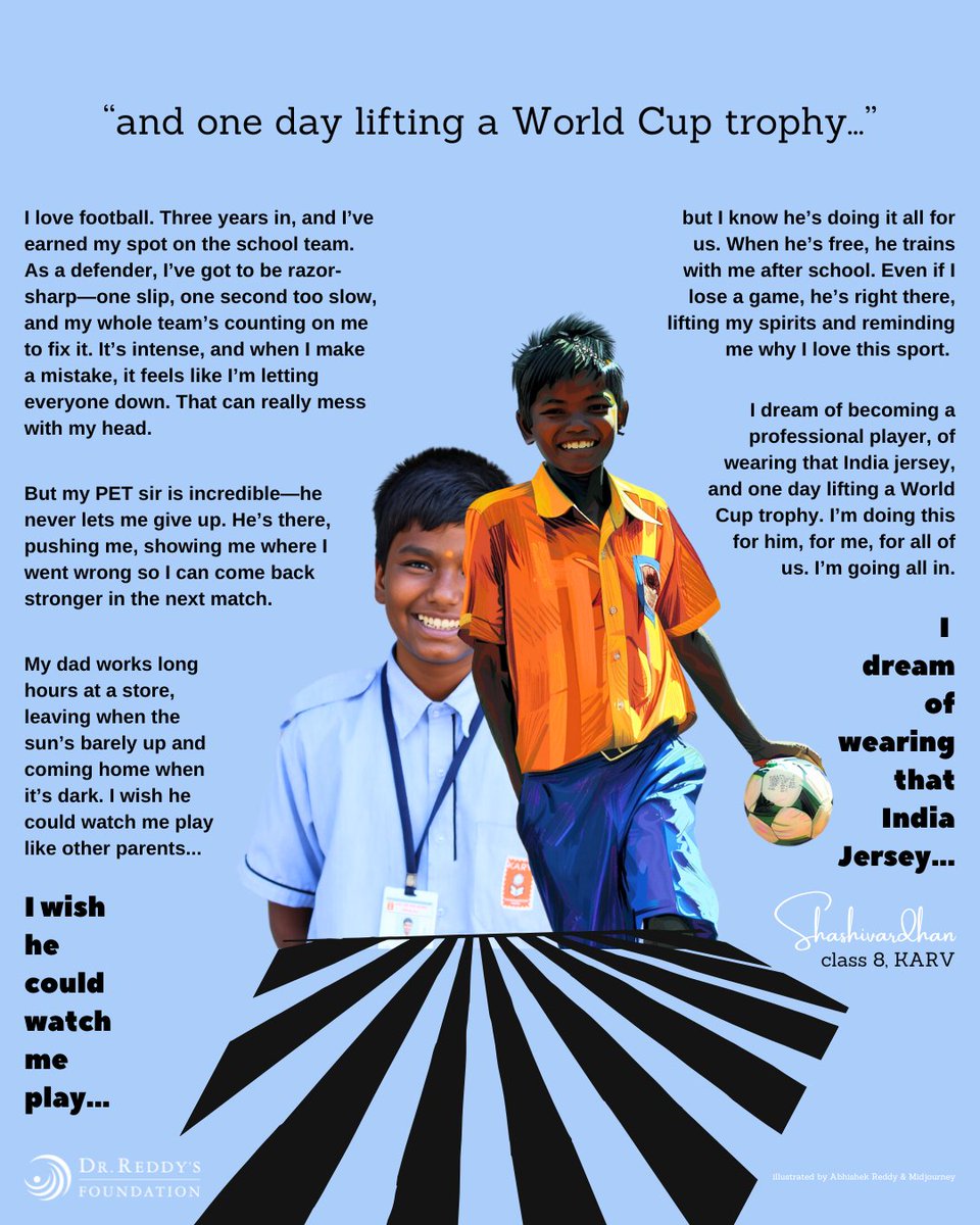 "one slip, one second too slow, and my whole team’s counting on me to fix it. It’s intense, and when I make a mistake, it feels like I’m letting everyone down."

Shashivardhan, a Class 8 student at our Kallam Anji Reddy Vidyalaya, dreams of wearing the India jersey and lifting