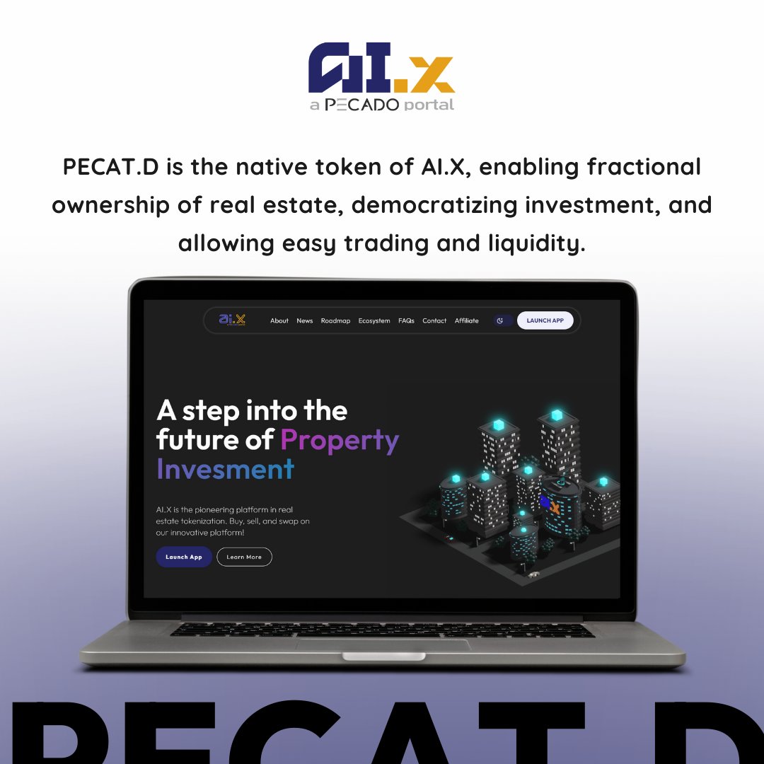AlternativeIX's tweet photo. Unlock the future of real estate investment with PECAT.D 🏠✨
AI.X's native token makes fractional ownership possible, democratizing access to real estate, and providing seamless trading and liquidity. Invest smarter, trade faster, and own your share of tomorrow. 🚀
#AIx #PECATD https://t.co/1uhXl7OuTC