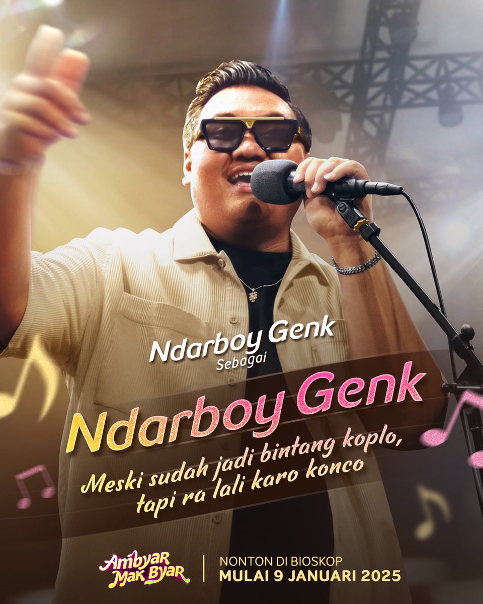 VisinemaID's tweet photo. Punya peran yang berjasa buat Konco Seneng, sekaligus jadi teman yang ada pas lagi dibutuhin π
Yuk ketemu Ndarboy Genk yang diperankan oleh @NdarboyGenk di film Ambyar Mak Byar tanggal 9 Januari 2025! β¨π¬
#AmbyarMakByarFilm
#FilmAmbyarMakByar
#AmbyarMakByar
#FilmAMB https://t.co/f82MaNyNk9