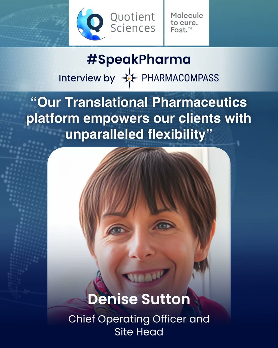 #SpeakPharma – Interview with Denise Sutton, COO and Site Head at <a href="/Quotient_Sci/">Quotient Sciences</a>’s Nottingham (UK) facility.

Sutton discusses how the organization has transformed from a small 10-bed clinic to a comprehensive drug development campus with six GMP suites.

pharmacompass.com/speak-pharma/t…
