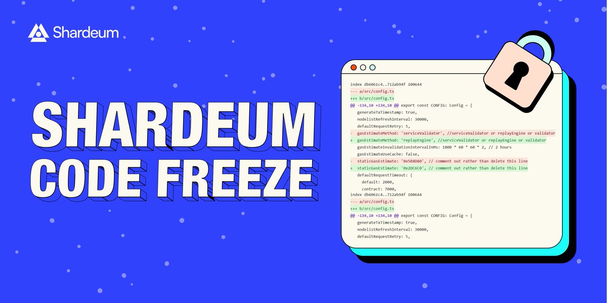 We’re thrilled to announce that Shardeum has officially achieved code freeze — a critical milestone as we approach mainnet 🎉

🟢 What does it mean?

- No additional features will be added before mainnet launch. The code is now locked for final testing &amp; optimization, with only