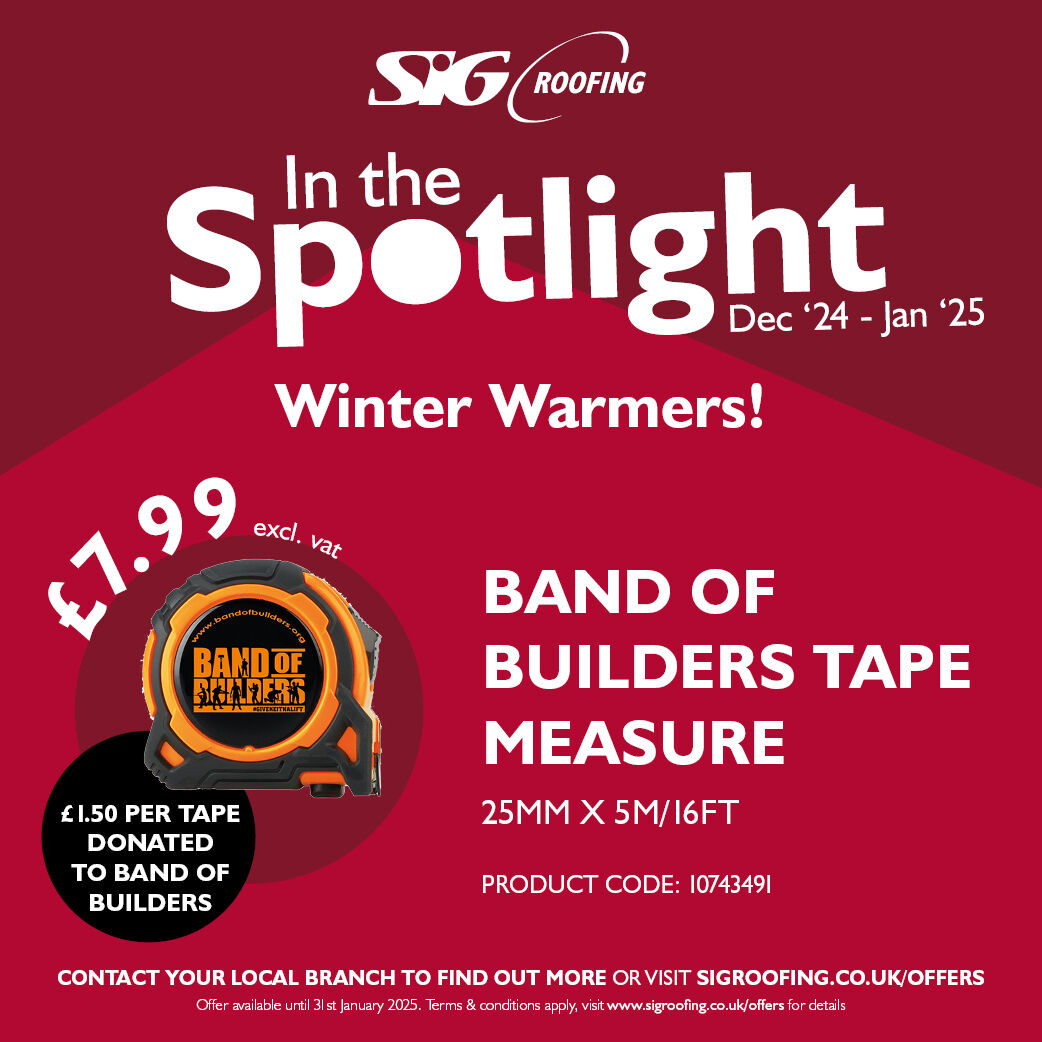 SIGRoofing's tweet image. It's time to level up your toolkit and support a great cause!👏📏

For every tape measure purchased at your local SIG Roofing branch, we’ll donate £1.50 to Band of Builders! 🤝

Pick one up at your local SIG Roofing branch sigroofing.co.uk/find-a-branch

#Roofing #WinterDeals