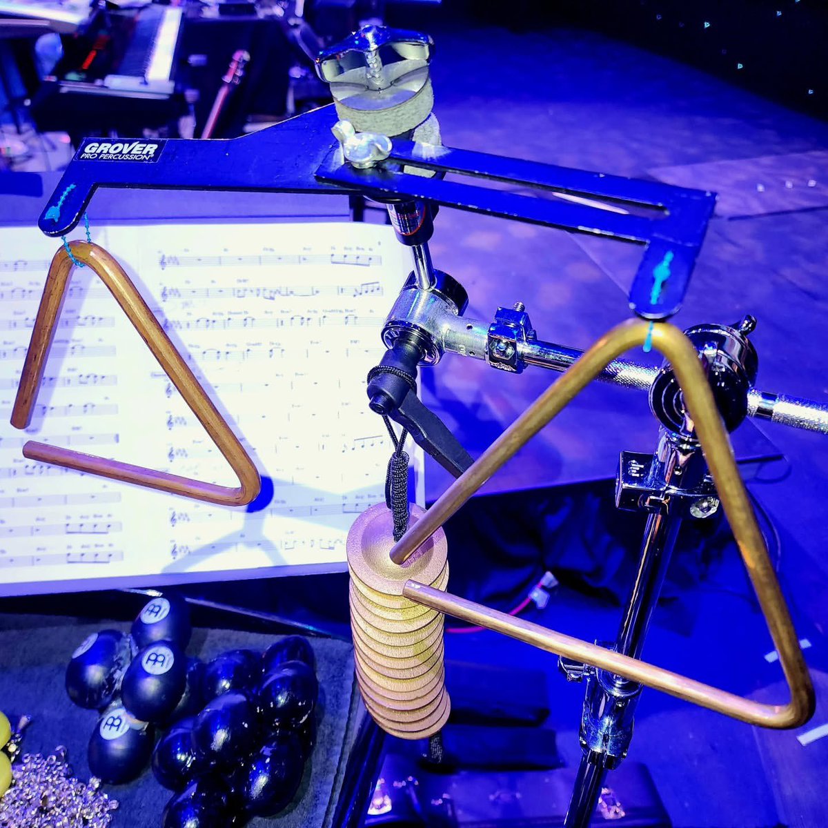 Endorser @takuhirano with a some Grover Pro Triangles in his setup and more.

@takuhirano Small-scale stand-up rig for this week’s work for a Korean gospel project... 

Grover headed tambourine, triangles/double mount.
#groverpropercussion #groverprotrianglemount #grovertriangle