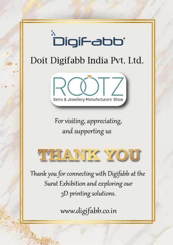 DigiFabb's tweet image. Your presence at the Surat Exhibition made it memorable. Together, let’s shape the future of 3D printing technology for jewelry manufacturing.

Visit our website digifabb.co.in to discover the most reliable 3D Printers in India.

#Digifabb #3DPrintingSolutions #ROOTZ2024