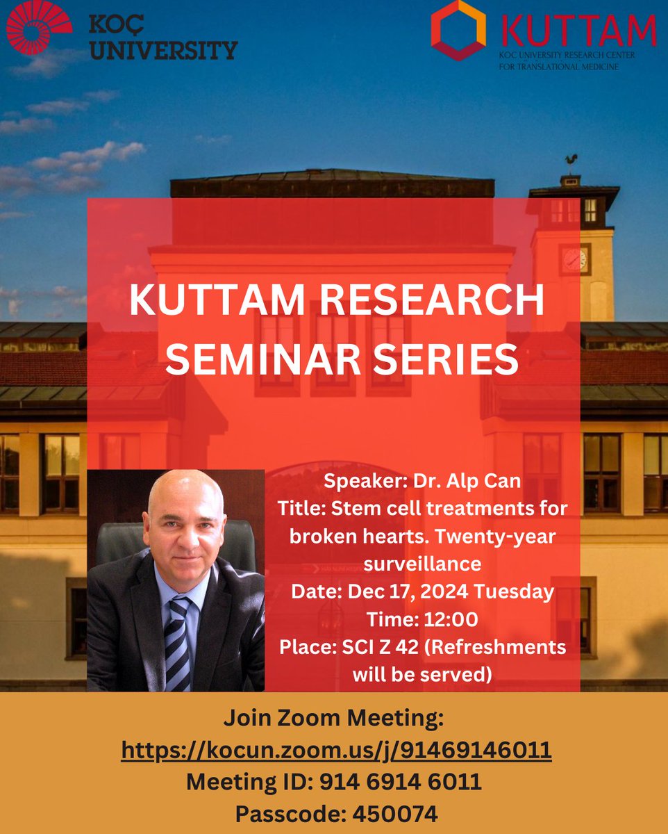 KUTTAM Araştırma Seminerleri 17 Aralık 2024 Salı 12:00’de yüz yüze olarak değerli bilim insanı Dr. Alp Can'ın konuşması ile devam edecektir.

#kuttam
