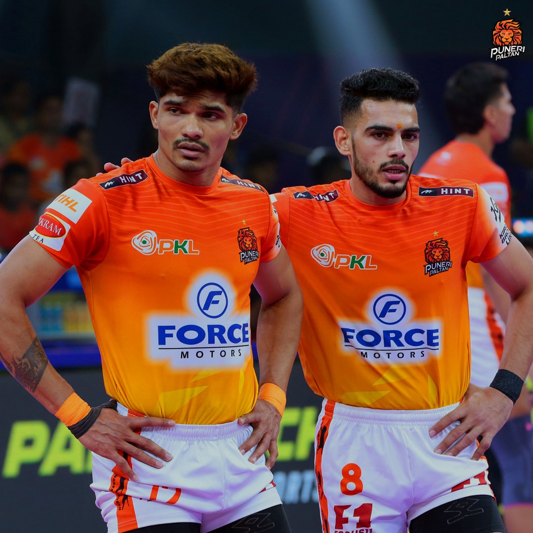 PuneriPaltan's tweet photo. Our Lions stood their ground and gave it their all. 🦁
#Match20 | #PTNvsPUN | #PuneriPaltan | #PaltangiriContinues | #पुन्हाहोऊदेPaltangiri | #PKL11 | #ProKabaddi https://t.co/m5OV22HKIR