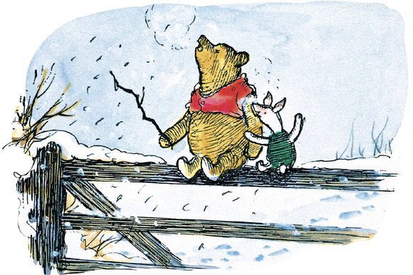 The more it 
SNOWS-tiddely-pom 
The more it 
GOES-tiddely-pom 
The more it 
GOES-tiddely-pom
On
Snowing.

And nobody
KNOWS-tiddely-pom,
How cold my
TOES-tiddely-pom 
How cold my
TOES-tiddely-pom
Are Growing 

(by Winnie-the-Pooh)
~A.A.Milne