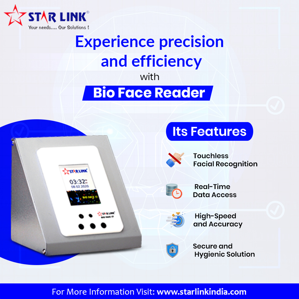 starlinkindia's tweet image. Transform your workplace with the advanced Bio Face Reader. This innovative solution offers touchless facial recognition, ensuring accurate and secure attendance tracking while maintaining hygiene standards

.
#StarlinkIndia #BioFaceReader #FacialRecognition #WorkplaceTechnology