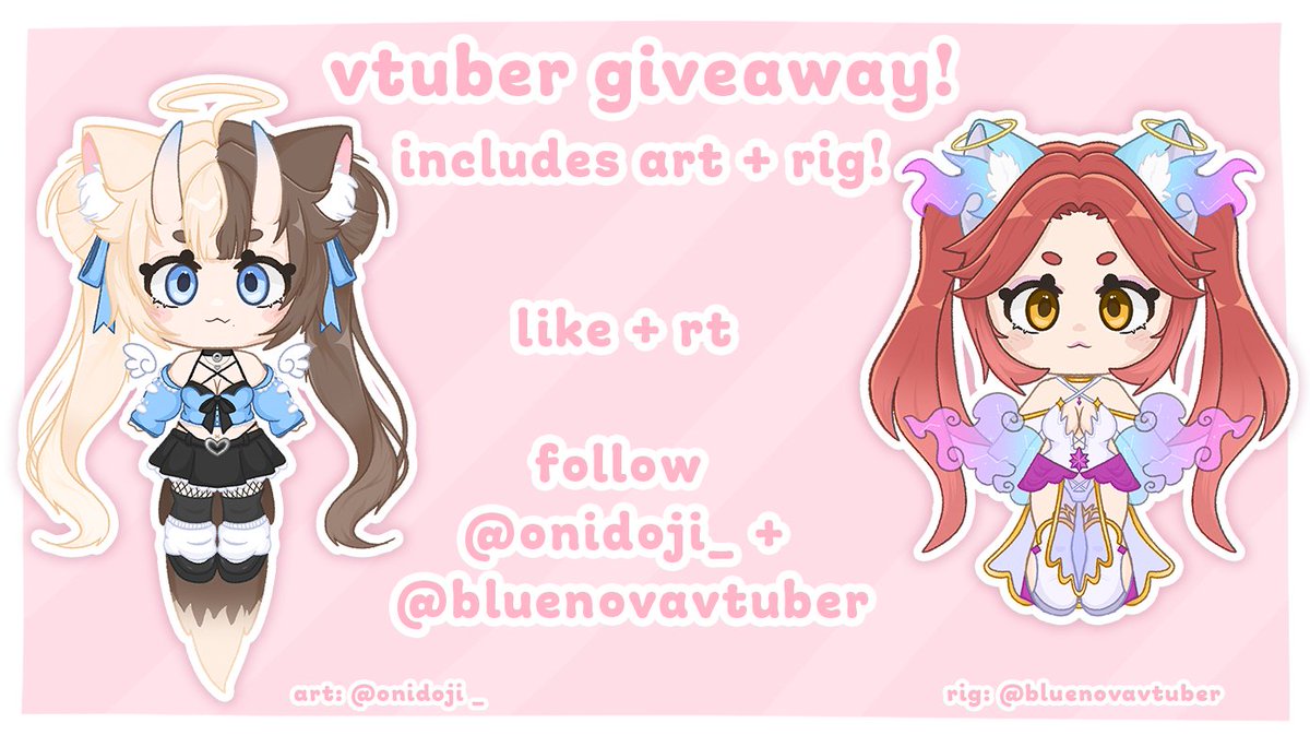 ˗ˏˋ꒰ vtuber model giveaway! ꒱ˎˊ˗

i have partnered up with nova to make chibi vtuber models! and we want to host a raffle to give back!

to enter:
♡ like
♡ rt
♡ follow <a href="/onidoji_/">ʚ doji ɞ 🩵🪽</a> + <a href="/BlueNovaVtuber/">Blue Nova 🐺🌠 | Love-Chu!</a> 

ends on Dec 24! ♡