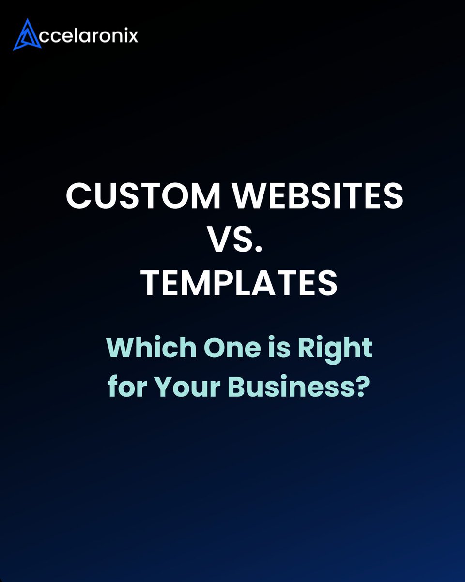 accelaronix's tweet photo. Custom Websites vs. Templates: Which one is the right choice for your business? 

#CustomWebsites #WebsiteDesign #TemplatesVsCustom #WebDevelopment #DragAndDrop #SmallBusinessTips #DigitalTransformation #WebsiteMaintenance #OnlineBusiness #BusinessGrowth https://t.co/gCMloIpL7b
