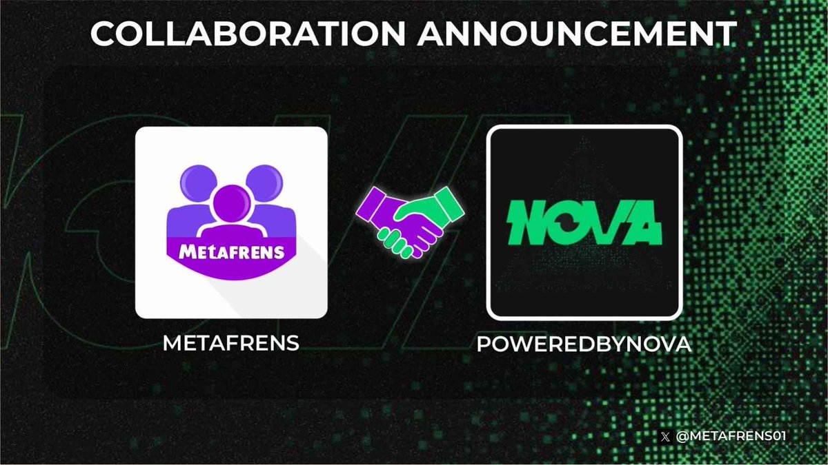 Metafrens01's tweet photo. We are delighted to announce our collaboration with @PoweredByNova.

WL Raffle live in Metafrens Discord. https://t.co/S6Uw3azlOW