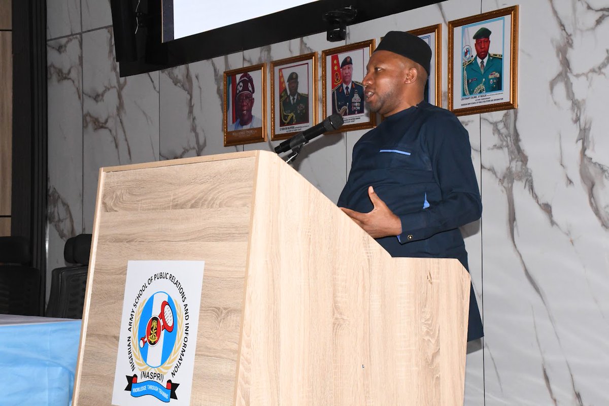 walterchike's tweet photo. Honored to deliver a Guest Lecture at the 2024 Nigerian Army School of Public Relations &amp; Information Media Workshop! Discussed how emerging social media trends shape military operations in the digital age. Grateful to the NAPRSI for the platform! #MilitaryOperations #SocialMedia https://t.co/AvoJdmp8oP