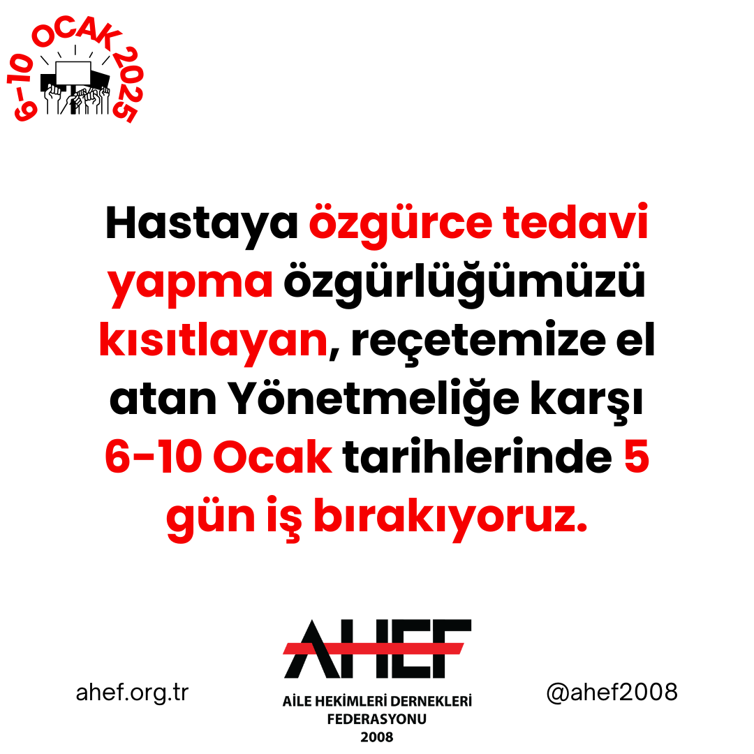 AHEF2008's tweet photo. Hastaya özgürce tedavi yapma özgürlüğümüzü kısıtlyan, reçetemize el atan yönetmeliğe karşı 6-10 Ocak tarhilerinde 5 gün iş bırakıyoruz. 

#asmlerkapalı #işbırakıyoruz

@saglikbakanligi @halksagligigm @sbsggm @drmemisoglu @RTErdogan @tcbestepe https://t.co/InO7cPR6JJ