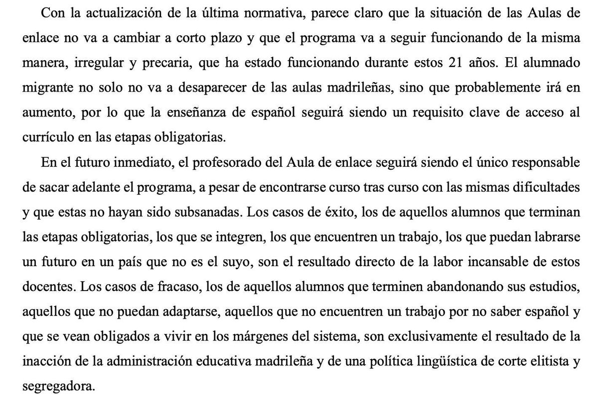 Esto dice una carta en El País sobre las Aulas de enlace. Y esto otro decía yo en el final de mi TFM sobre el tema. Ojalá pronto pueda ver la luz.