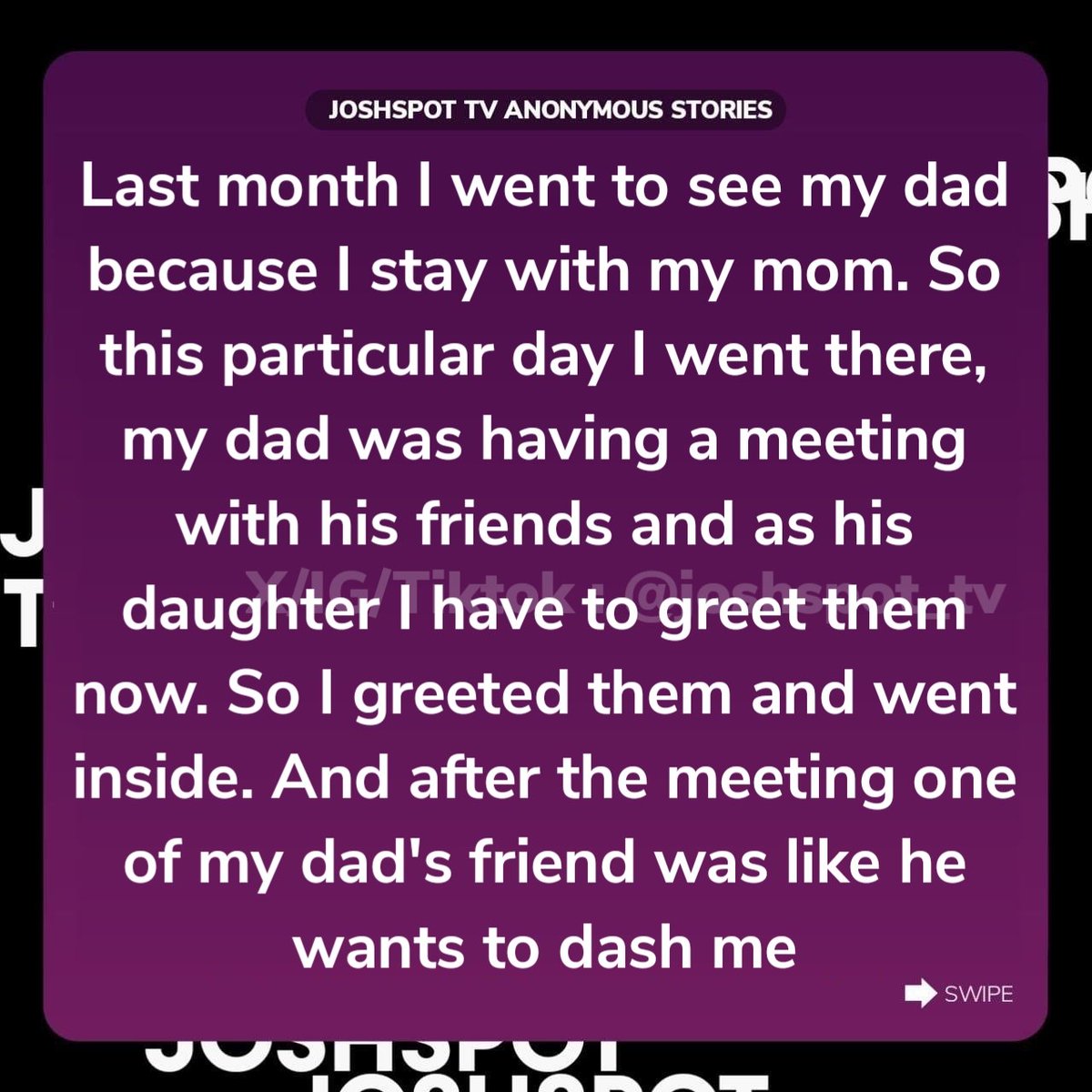 joshspot_tv's tweet photo. "My dad must not know😩😭 I mistakenly had S🥰x with his married friend"

A thread 🍿👇 https://t.co/hG3SaMQhJ0