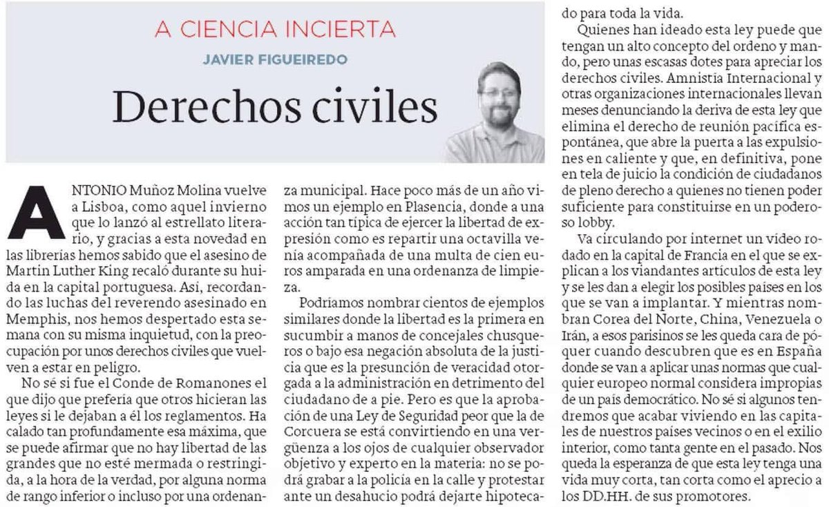 Esto no es de hoy. Se me había olvidado que hace 10 años tuve que escribir sobre Derechos civiles. Hace 10 años era indignación, y hoy es…indignación + vergüenza, porque desde junio de 2018 han pasado ya 6 años . No sé si se entiende… ¿Hasta cuándo? javierfigueiredo.blogspot.com/2014/12/derech…