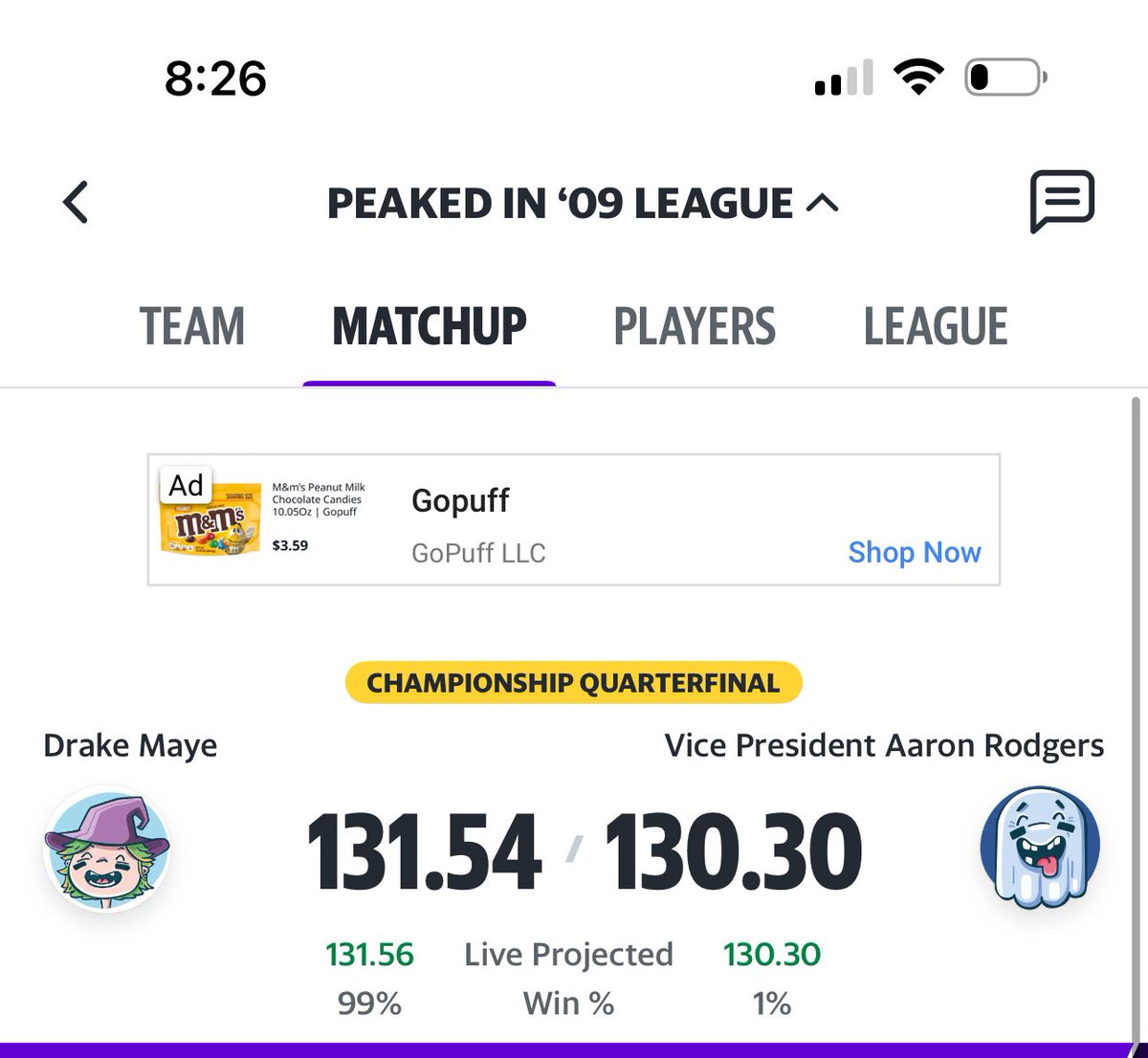 gsilvia's tweet photo. @ESPNFantasy @ESPNNFL @zkboomstick11 Also won on the end of game Hail Mary!! https://t.co/fJgohil2oV