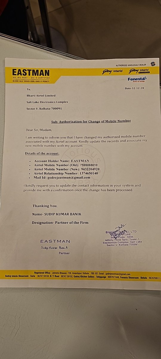 03e69d69d50c407's tweet image. #Airtel NOT able to get any service for airtel corporate connection. The Airtel  store at Infinity building at Kolkata is unable to solve my issue. We have emailed a no. of times to enterprise email id. SR s are not closed . Pls help