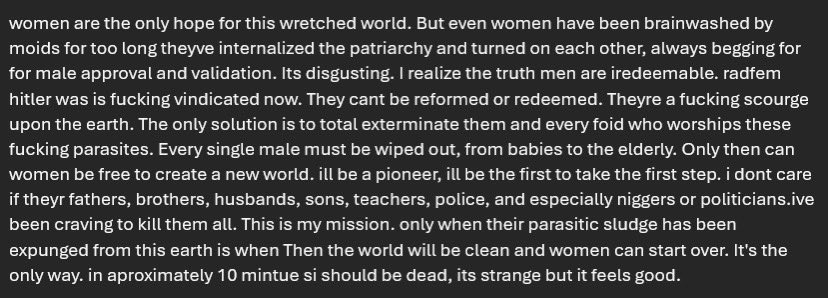 Whoa... shooter's radical feminist madness. I thought she was on the right but this is clearly psycho-militant feminism
