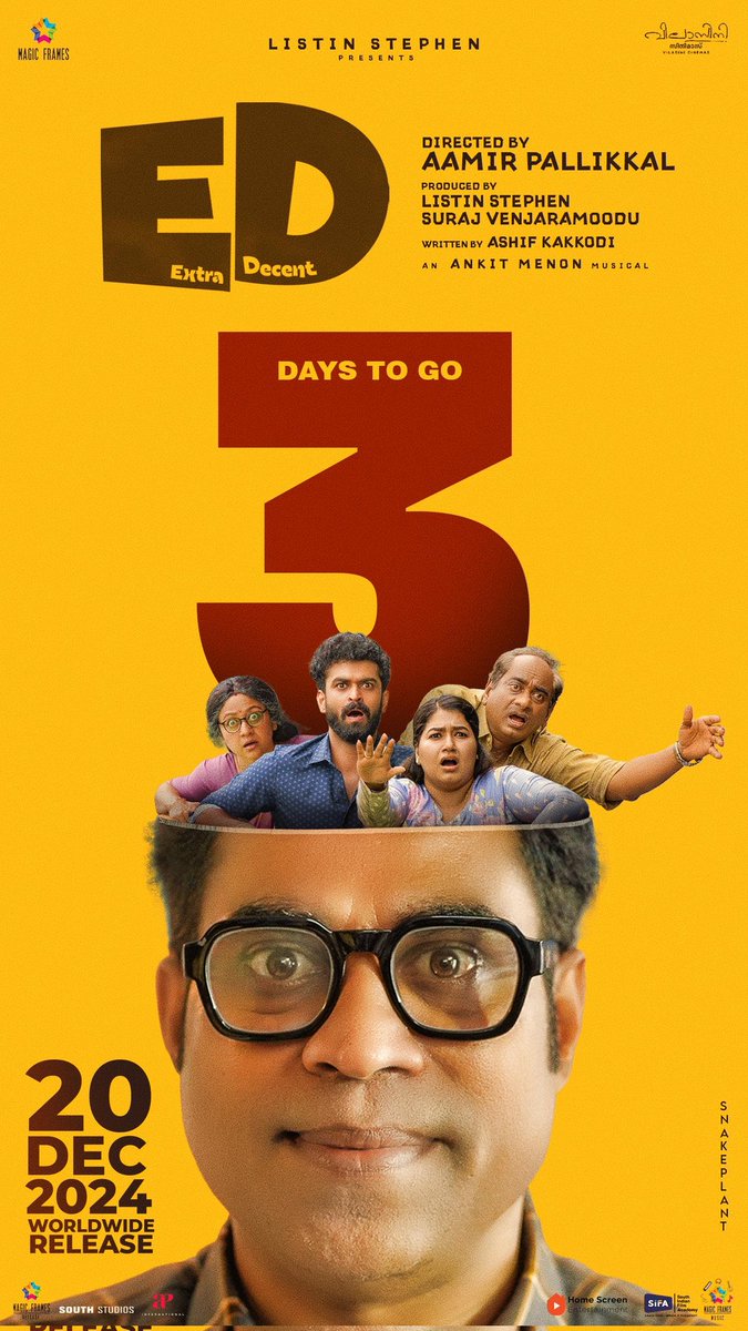 filmy_bazar's tweet photo. Only 3 days left. The wait is almost over.
ED in Cinemas from 20th December 2024
@e_d_extradecentmovie
@aamir_pallikal @imlistinstephen @surajvenjaramoodu  @justin_stephen

#ED #Extradecent #Magicframes #ListinStephen #Aamirpallikal #Surajvenjaramoodu #GraceAntony #dec20release https://t.co/VJnhFsWoce