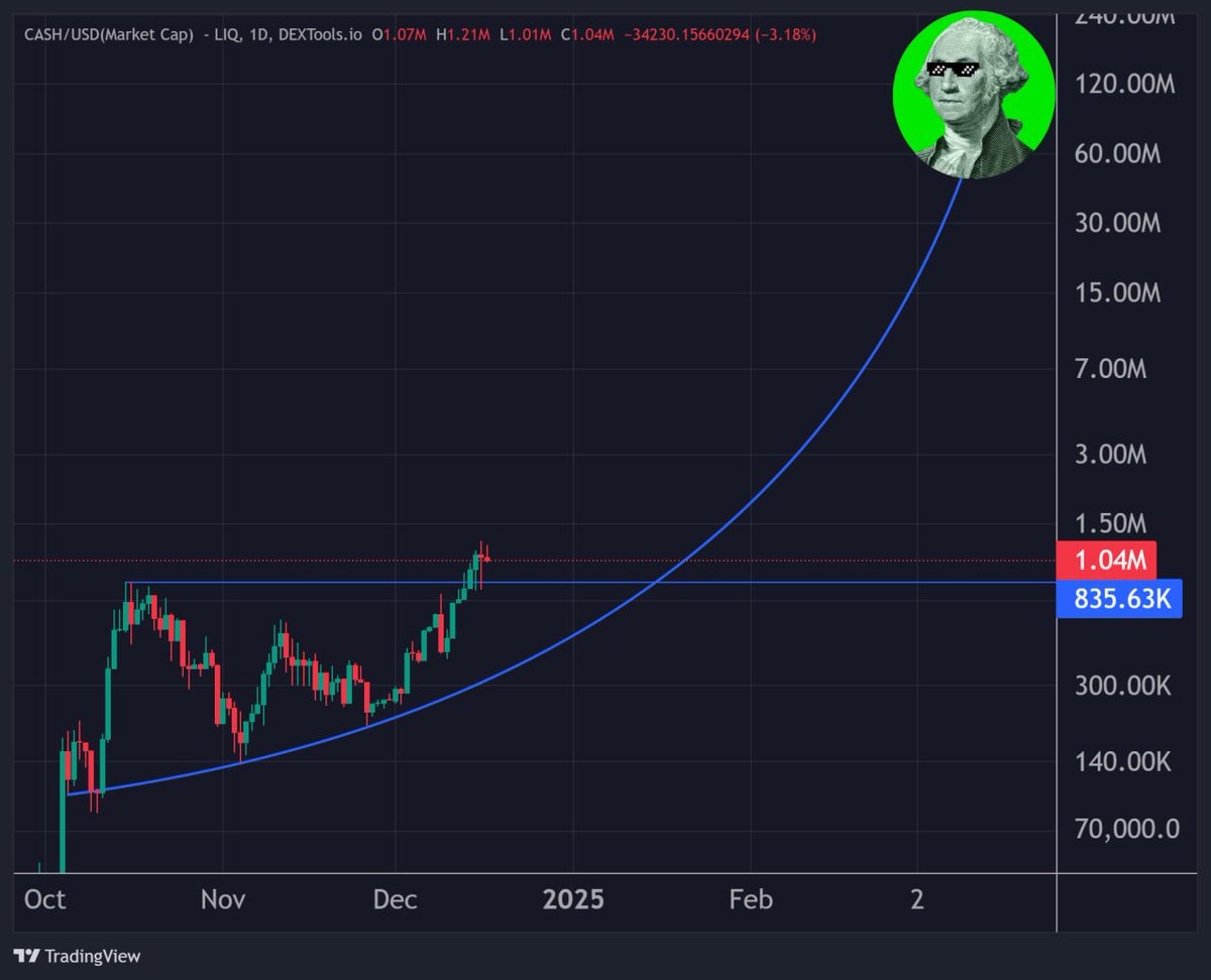 Consolidate here and send it to 100m cap in 2025!
$CASH <a href="/cash_markets/">$CASH</a> #Aptos