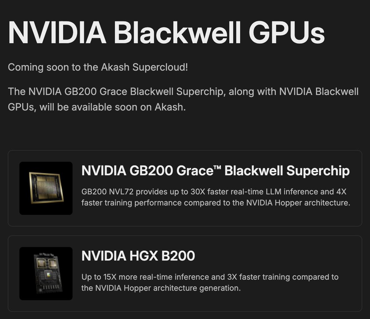 trugarezus's tweet image. Probably nothing 👀

akash.network/nvidia-blackwe…

$AKT #DePIN