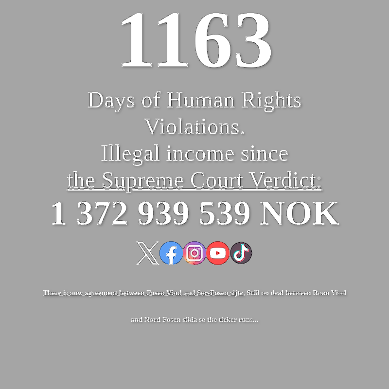FosenTicker's tweet photo. 1163 days and counting!
Let the beauty of Fosen be matched by the beauty of justice and restoration. @Statkraft, it’s in your hands. #Fosen #BeautyOfJustice #JusticeOverMoney
https://t.co/Js6dP3f5TM
https://t.co/HMndLXqoO0 https://t.co/LF6bWRksz2
