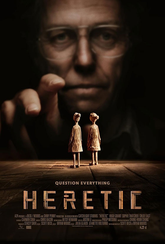 NithyViews's tweet photo. நம்பிக்கையும் பயமும் ஒரே நேரத்தில் மிரள வைக்கும் #HereticMovie 🔥
#HughGrant performance you never saw coming! 😱 Directed by #ScottBeck & #BryanWoods, this horror-thriller will have you questioning everything 🕯️ https://t.co/VjuXsJz9qz