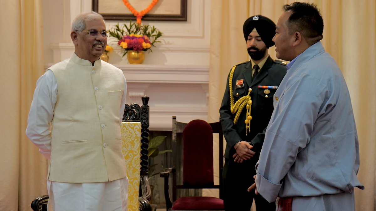 TYCentrex's tweet photo. 15th Dec 2024, TYC bike rally participants had the honor of meeting His Excellency Shri Rajendra Vishwanath Arlekar Ji, Governor of Bihar. TYC President expressed gratitude with a Thanka &amp; scarf. The Governor extended his best wishes &amp; hosted us for high tea. #TYC #FreeTibet https://t.co/NQFia3wIqN