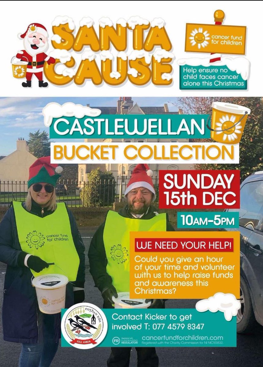 Club members will be in Castlewellan from 10am to 5pm today collecting for a wonderful cause. If your passing, please donate, every little helps. 

@CancerFundChild