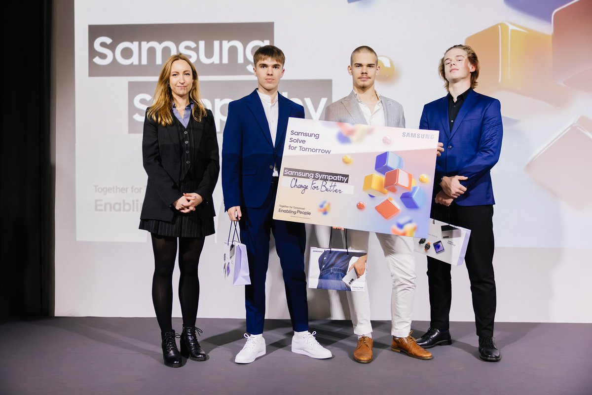 kaurnellis's tweet photo. This week (11.12), our team Change For Better competed in the Solve For Tomorrow final in Riga! 

Out of 204 teams, only 15 made it—we were one! 🙌

Though we missed the podium, we’re proud to win Samsung’s special award. 

🏆 Huge thanks to Jaan Aru, Robert Suslov &amp; Ekke Nellis! https://t.co/IhYI9gYl9t