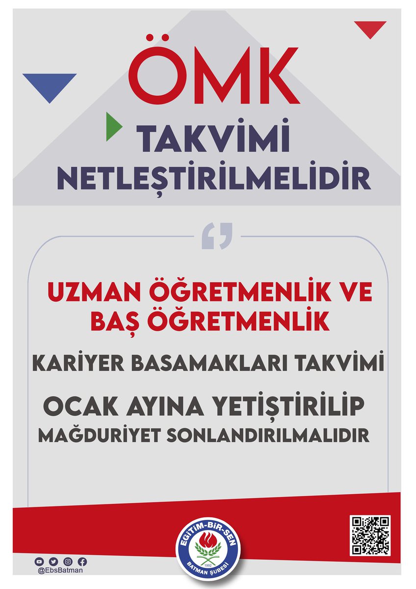 sehmuz_onlu's tweet photo. Kariyer Basamakları Yönetmeliği Geciktikçe Uygulama Zorlukları Doğuracaktır

Öğretmenlik Mesleği Kanunuyla uzman öğretmenlik için 10 ve başöğretmenlik için 20 hizmet yılını tamamlayan yaklaşık 282 bin öğretmenimiz başöğretmen/uzman öğretmen ünvanı ve malî haklarına kavuşabilmesi için yönetmeliklerin bir an önce yayınlanması gerekmektedir.

Aralık ayı sona ermeden kariyer basamakları yönetmeliği yürürlüğe konulmalı; zaman darlığı gözetilerek uzman/başöğretmenlik meslekî eğitim programlarının uzaktan öğretim yoluyla gerçekleştirilmeli, bu suretle haklı beklentiler karşılanarak öğretmenlerimizin mağduriyeti önlenmelidir.
