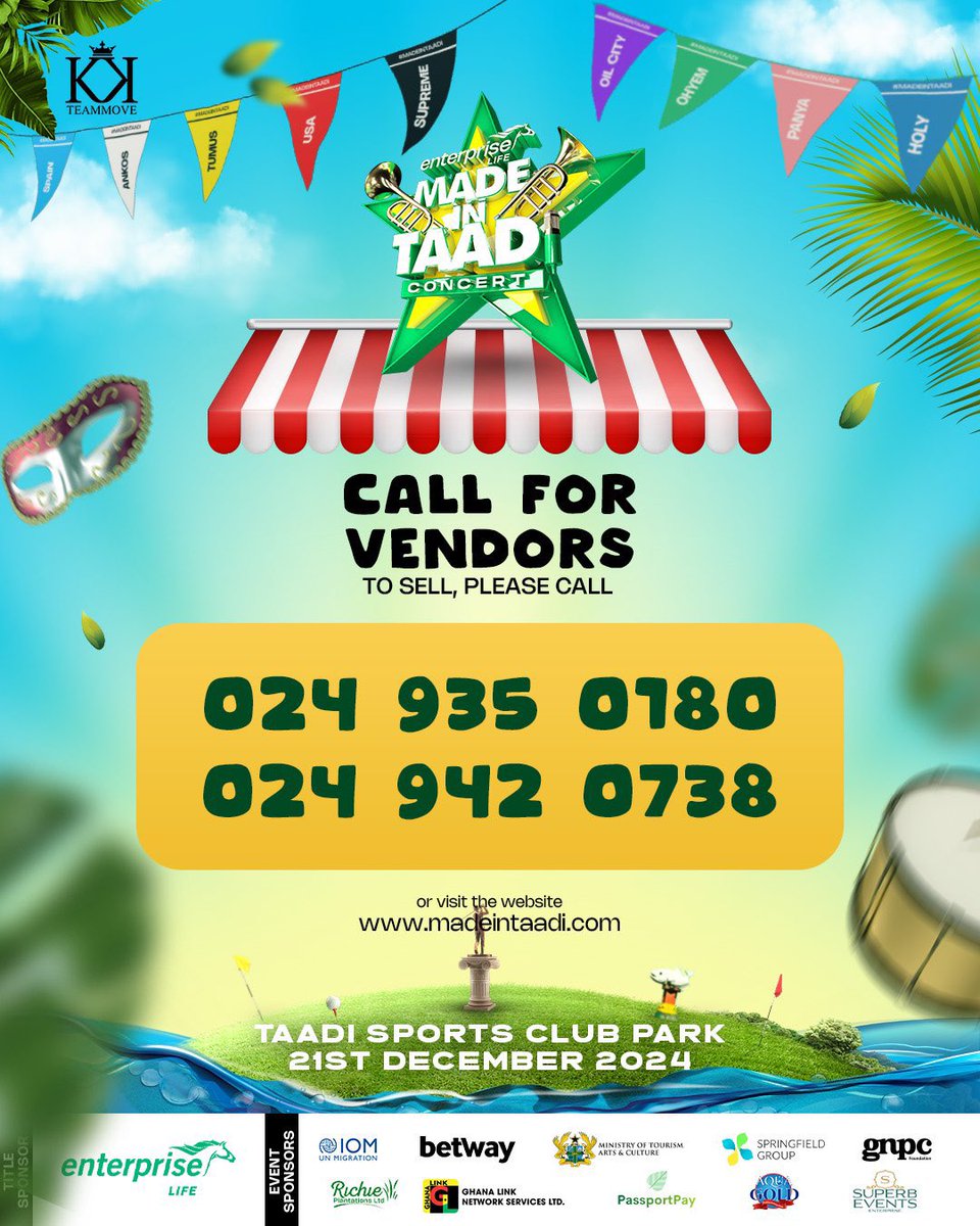 iam_Mrleon's tweet photo. All you need to know about #MadeInTaadiConcert 24 

•Youth Seminar on 20th December at the Western Serene Atlantic Hotel
•Main Concert on Saturday, December 21 at Taadi Sports Club Park 
•Corporate Highlife Show on 7th December  at +233 Jazz Bar

#TeamMooove #KofiOOKofi https://t.co/r3nG8RvXFt