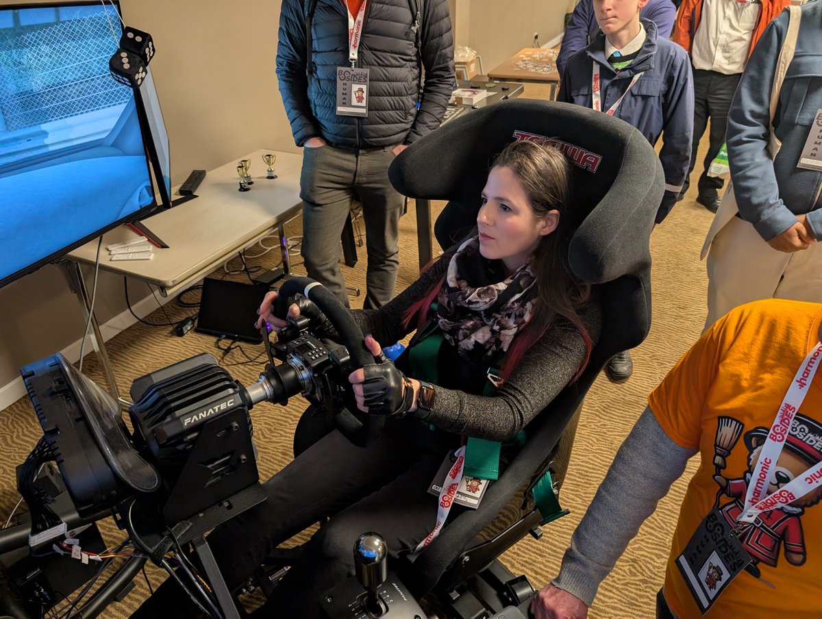 drogersuk's tweet image. Great day at #BSidesLDN2024 with #CarHackVillageUK, nice to see so many friendly faces and enthusiastic people wanting to learn about car hacking, as well as talking about the uses of AI in cars and how to secure it.

Here&apos;s @k3r3n3 trying out the @copperhorseuk car hacking rig!