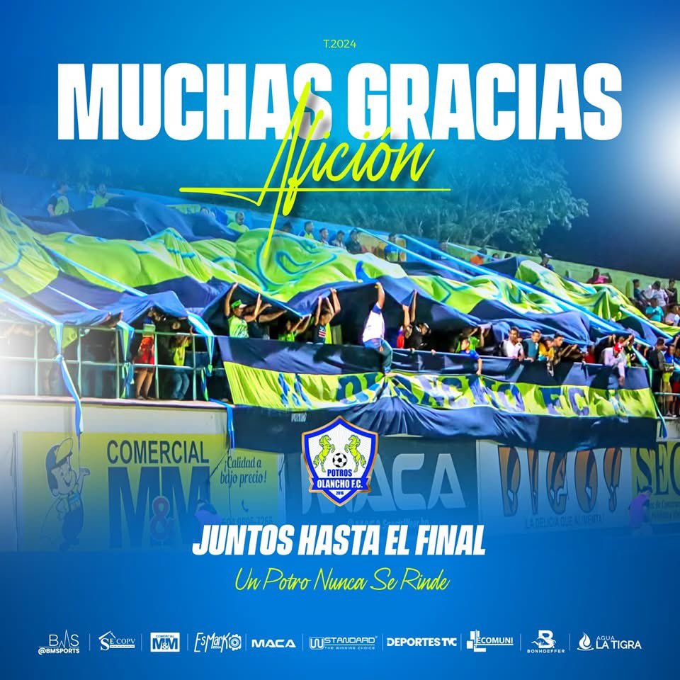 OlanchoFCPotros's tweet photo. Juntos hasta el final, y hoy nos despedimos del torneo apertura la Liga luchando hasta el último minuto. Gracias afición, gracias equipo, gracias Directiva y todo el staff de Olancho por el respaldo en cada momento, volveremos más fuertes qué nunca 👊🔵🟢 https://t.co/Z3y64W2cj5
