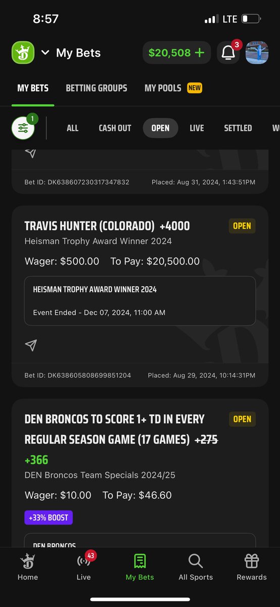 Nat_the_dad's tweet photo. @espn  @TravisHunterJr @DKSportsbook 
Let’s go!!!!!!! https://t.co/mWQsw75IWG