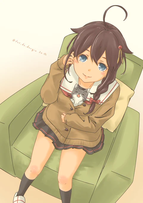 #これを見た人は俯瞰絵を貼る見た人もやる 猫湯たんぽ 