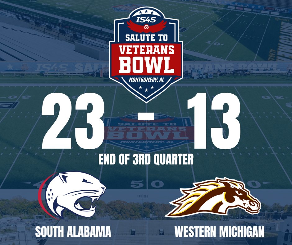 End of Third Quarter 🏈

South Alabama 23 | Western Michigan 13