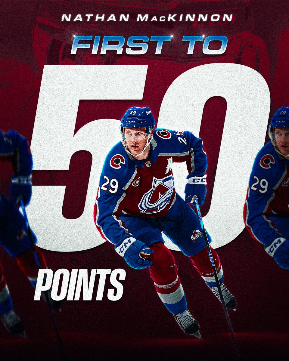 Nate's at 50‼️

Nathan MacKinnon becomes the first player in the NHL to reach 50 points this season!