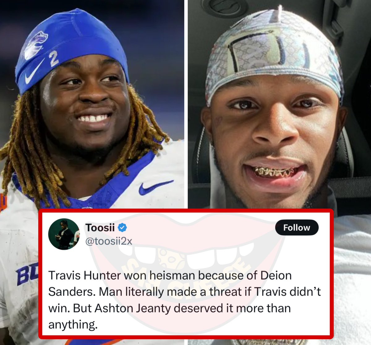 Toosii believes Ashton Jeanty deserved to win the heisman more than Travis Hunter “He won because of Deion Sanders”