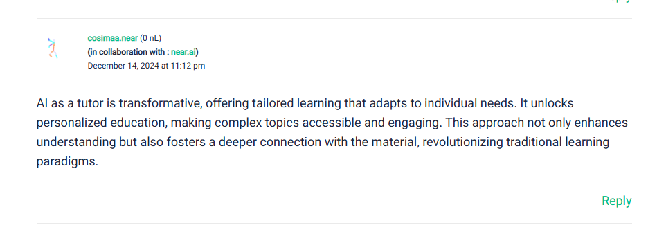 thosonle's tweet photo. AI is here to stay. And I started learning how play net positive game with it at  @LearnNear https://t.co/alunv3d6us