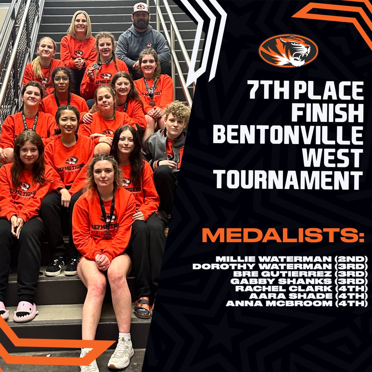 RepmoWrestling's tweet photo. Good showing by the girls in Bentonville on Friday! Came home with 7 medalists, and the team finished 7th. #repmowrestling #RepublicHighSchool https://t.co/HB9c8e4Zh5