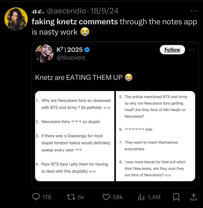 fronthart's tweet photo. show proof &amp; a right translation where she curse and said to bts to go away?

Debate it but bts still continued to go to the military

Illiteracy my ass  u love spreading disinformation. From using note app and now a cropped pic dm twitter are your evidence for ur claims https://t.co/5aIjQ2CQoJ