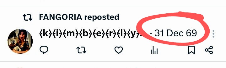 TheTamarDick's tweet image. 🔎Anyone else see this freaky-#FridayThe13th home feed mystery?

Last night, this date anomaly appeared on multiple posts (but only on tweets w/media—had to click on the tweets directly to be displayed).
@FANGORIA @crazysexyghoul

Another &quot;31 Dec 69&quot; #DateStamp—and many more...⤵️