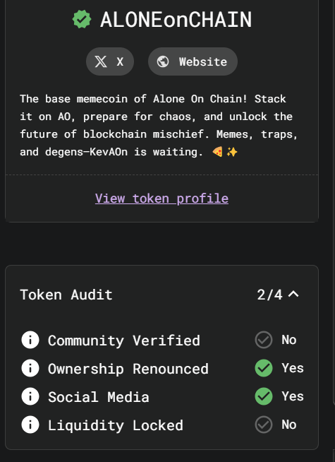 BladeDancer76's tweet photo. @AloneOnChain wen liquidity locked https://t.co/c7VIvVHdXK