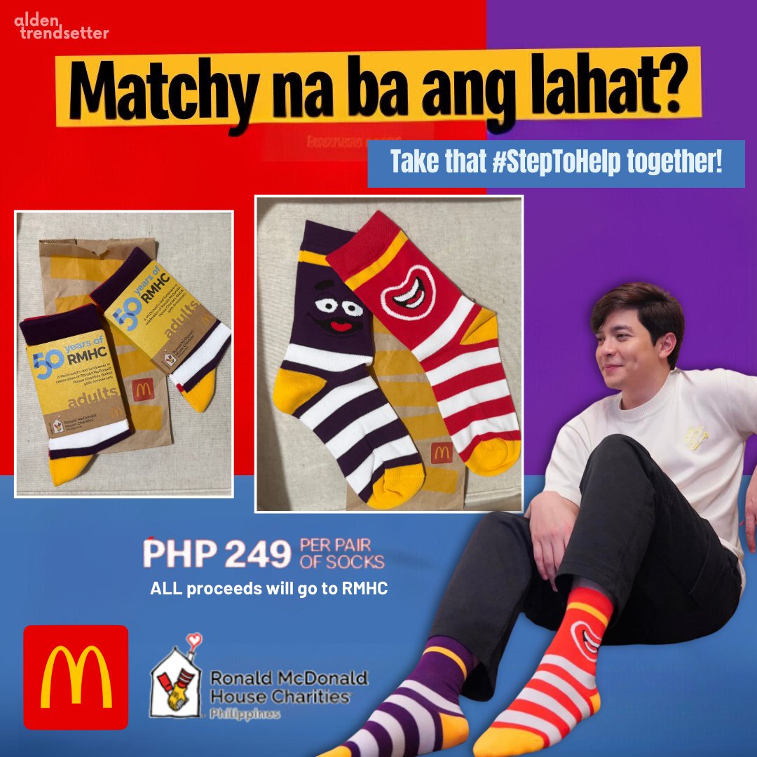 AldenTrendsOFC's tweet photo. We took the #StepToHelp ๐ฅฐ
These super cute and super cool McDonald's socks are available at the pop-up booths until 5PM at the following McDo stores:
๐McDo BGC Forum
๐McDo Eastwood
๐McDo Las Piรฑas
๐McDo Araneta Bacolod
๐McDo Ma-a Diversion
Let's go, ATeam! ๐ช๐ป
@aldenrichards02 @McDo_PH
#McDoNiALDEN
#ALDENRichards
