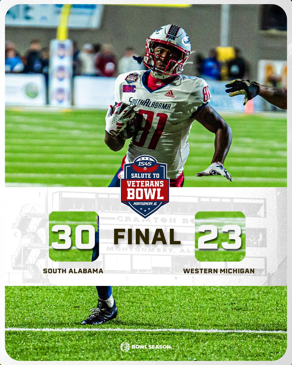 Bowl Season (@bowlseason) on Twitter photo The champs are here! Congrats to <a href="/SouthAlabamaFB/">South Alabama Football 🏈</a> for winning the 2024 IS4S Salute to Veterans Bowl
#BowlSeason #CollegeFootball #cfb #college #football #SouthAlabama #JagsUp The champs are here! Congrats to <a href="/SouthAlabamaFB/">South Alabama Football 🏈</a> for winning the 2024 IS4S Salute to Veterans Bowl
#BowlSeason #CollegeFootball #cfb #college #football #SouthAlabama #JagsUp