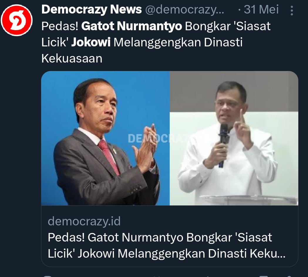 DargonoG's tweet photo. Mulyono memang pintar merusak demokrasi demi politik dinasti https://t.co/eXXfB3rVWx